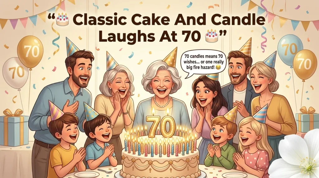 Classic Cake And Candle Laughs At 70