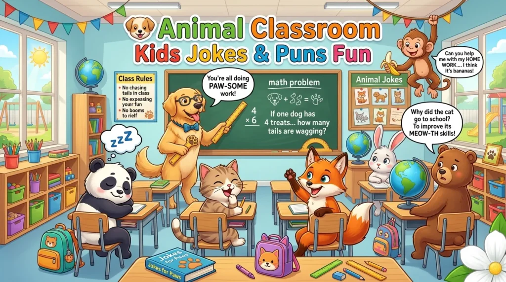 Animal Classroom Kids Jokes & Puns Fun