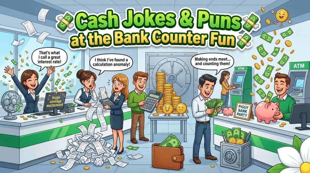 Cash Jokes & Puns at the Bank Counter Fun