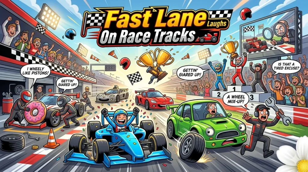 Fast Lane Laughs On Race Tracks
