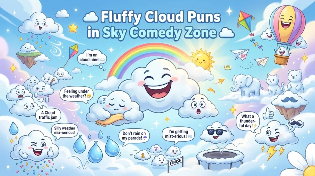 Fluffy Cloud Puns in Sky Comedy Zone