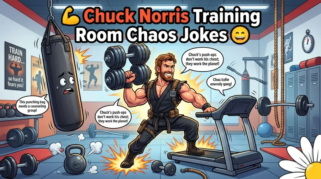 Chuck Norris Training Room Chaos Jokes